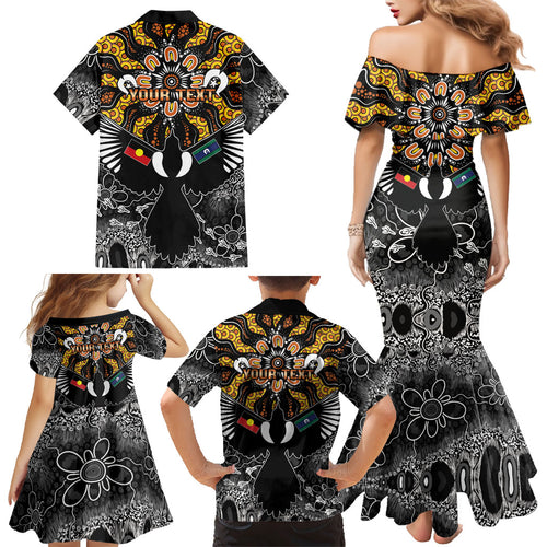 Magpies NAIDOC Week 2026 Personalised Family Matching Mermaid Dress and Hawaiian Shirt Australian Aboriginal Torres Strait Islander Flag