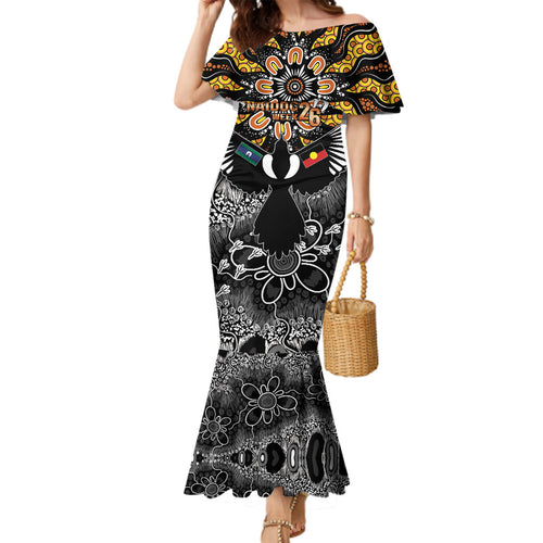 Magpies NAIDOC Week 2026 Personalised Family Matching Mermaid Dress and Hawaiian Shirt Australian Aboriginal Torres Strait Islander Flag