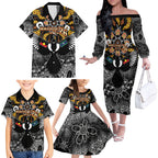 Magpies NAIDOC Week 2026 Personalised Family Matching Off The Shoulder Long Sleeve Dress and Hawaiian Shirt Australian Aboriginal Torres Strait Islander Flag