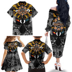 Magpies NAIDOC Week 2026 Personalised Family Matching Off The Shoulder Long Sleeve Dress and Hawaiian Shirt Australian Aboriginal Torres Strait Islander Flag