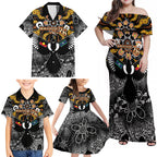 Magpies NAIDOC Week 2026 Personalised Family Matching Off Shoulder Maxi Dress and Hawaiian Shirt Australian Aboriginal Torres Strait Islander Flag