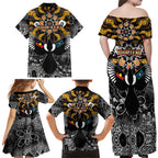 Magpies NAIDOC Week 2026 Personalised Family Matching Off Shoulder Maxi Dress and Hawaiian Shirt Australian Aboriginal Torres Strait Islander Flag