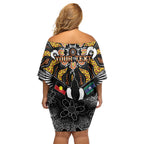 Magpies NAIDOC Week 2026 Personalised Family Matching Off Shoulder Short Dress and Hawaiian Shirt Australian Aboriginal Torres Strait Islander Flag