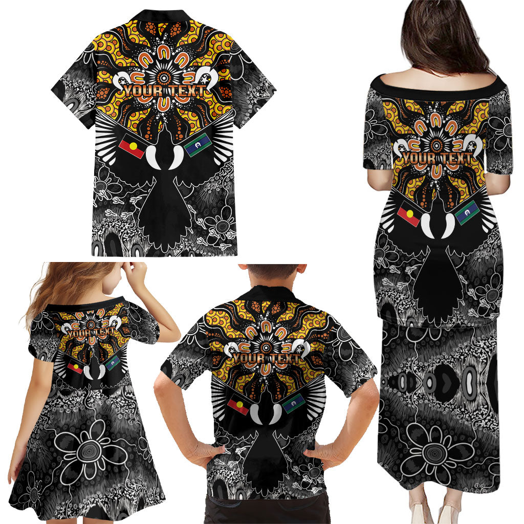 Magpies NAIDOC Week 2026 Personalised Family Matching Puletasi and Hawaiian Shirt Australian Aboriginal Torres Strait Islander Flag
