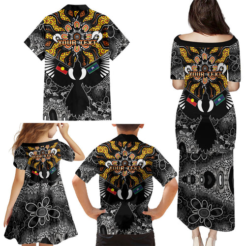 Magpies NAIDOC Week 2026 Personalised Family Matching Puletasi and Hawaiian Shirt Australian Aboriginal Torres Strait Islander Flag