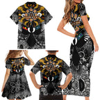 Magpies NAIDOC Week 2026 Personalised Family Matching Short Sleeve Bodycon Dress and Hawaiian Shirt Australian Aboriginal Torres Strait Islander Flag