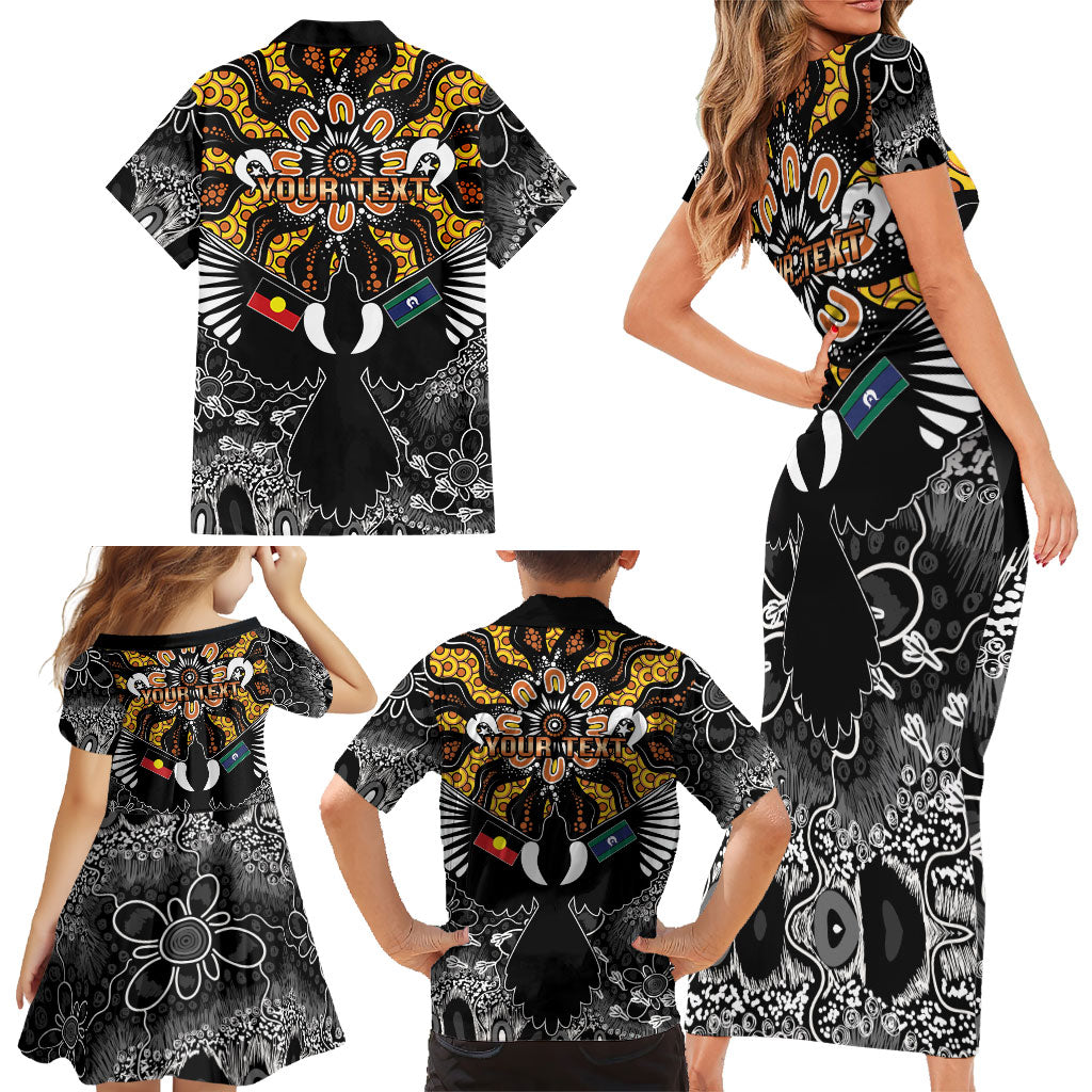 Magpies NAIDOC Week 2026 Personalised Family Matching Short Sleeve Bodycon Dress and Hawaiian Shirt Australian Aboriginal Torres Strait Islander Flag