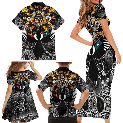 Magpies NAIDOC Week 2026 Personalised Family Matching Short Sleeve Bodycon Dress and Hawaiian Shirt Australian Aboriginal Torres Strait Islander Flag