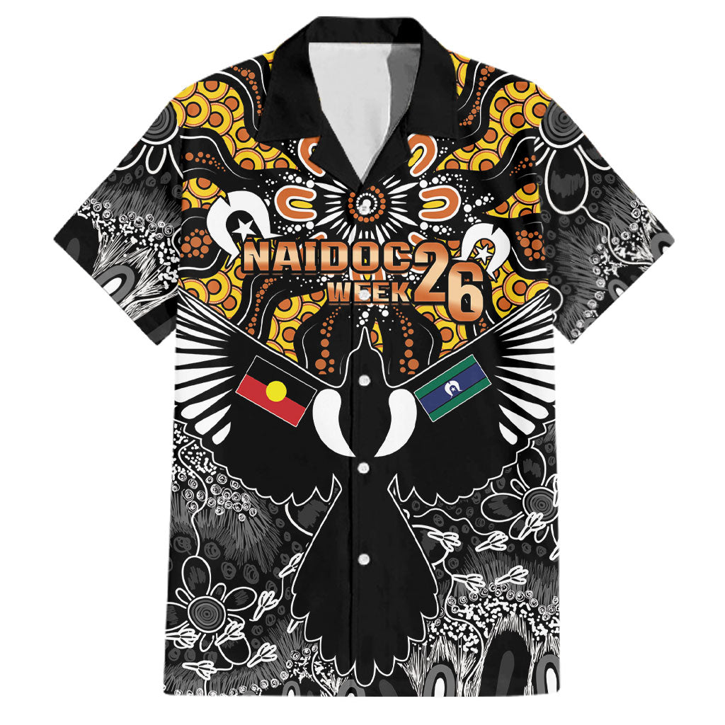 Magpies NAIDOC Week 2026 Personalised Family Matching Short Sleeve Bodycon Dress and Hawaiian Shirt Australian Aboriginal Torres Strait Islander Flag