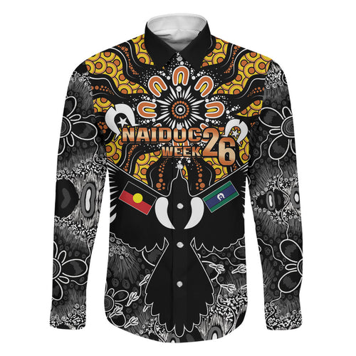 Magpies NAIDOC Week 2026 Personalised Family Matching Short Sleeve Bodycon Dress and Hawaiian Shirt Australian Aboriginal Torres Strait Islander Flag