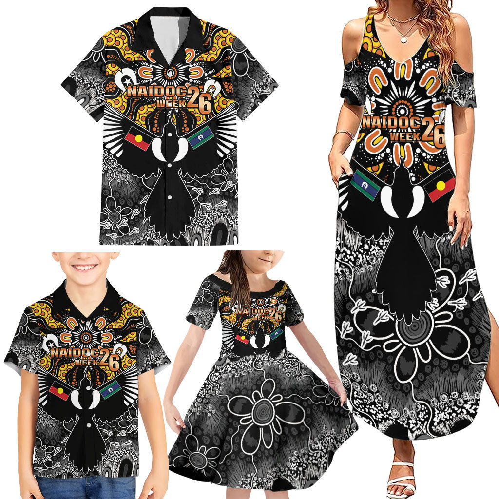 Magpies NAIDOC Week 2026 Personalised Family Matching Summer Maxi Dress and Hawaiian Shirt Australian Aboriginal Torres Strait Islander Flag