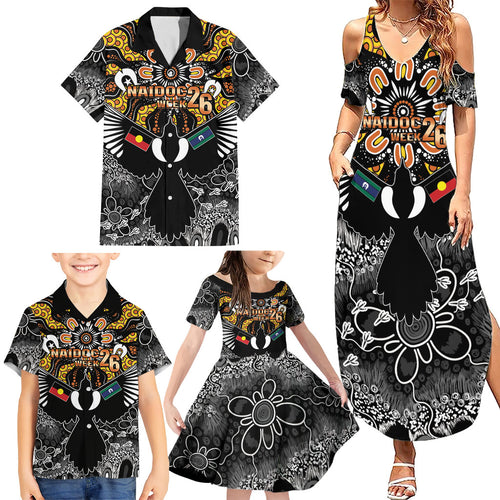 Magpies NAIDOC Week 2026 Personalised Family Matching Summer Maxi Dress and Hawaiian Shirt Australian Aboriginal Torres Strait Islander Flag