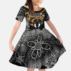 Magpies NAIDOC Week 2026 Personalised Kid Short Sleeve Dress Australian Aboriginal Torres Strait Islander Flag