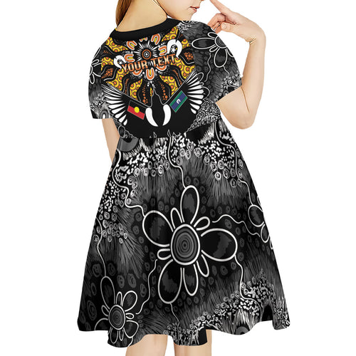 Magpies NAIDOC Week 2026 Personalised Kid Short Sleeve Dress Australian Aboriginal Torres Strait Islander Flag