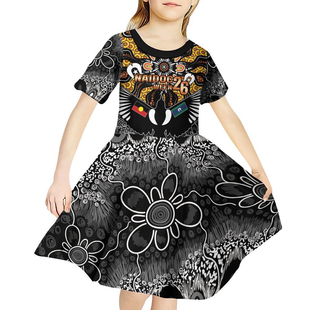 Magpies NAIDOC Week 2026 Personalised Kid Short Sleeve Dress Australian Aboriginal Torres Strait Islander Flag