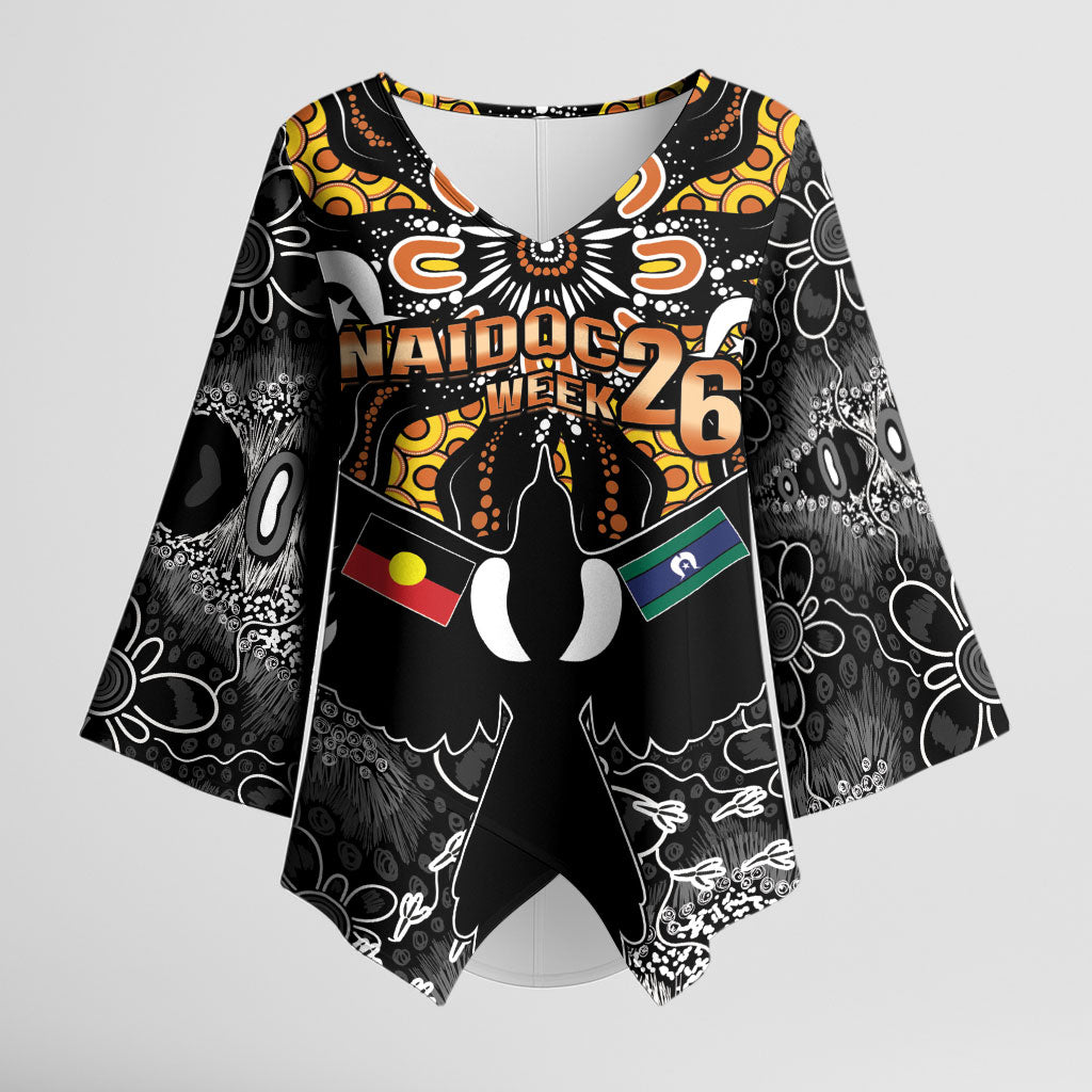 Magpies NAIDOC Week 2026 Personalised Kimono Sleeve Blouse Australian Aboriginal Torres Strait Islander Flag