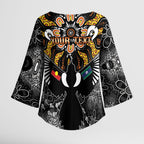 Magpies NAIDOC Week 2026 Personalised Kimono Sleeve Blouse Australian Aboriginal Torres Strait Islander Flag