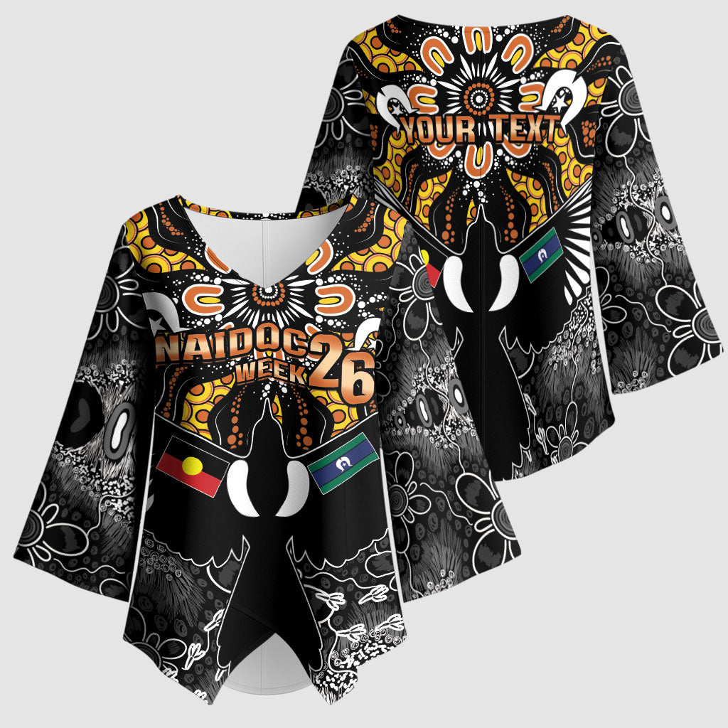 Magpies NAIDOC Week 2026 Personalised Kimono Sleeve Blouse Australian Aboriginal Torres Strait Islander Flag