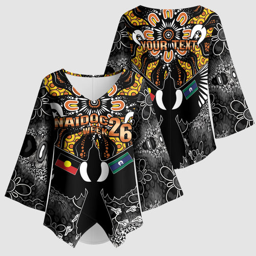 Magpies NAIDOC Week 2026 Personalised Kimono Sleeve Blouse Australian Aboriginal Torres Strait Islander Flag