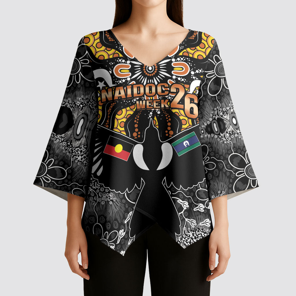 Magpies NAIDOC Week 2026 Personalised Kimono Sleeve Blouse Australian Aboriginal Torres Strait Islander Flag