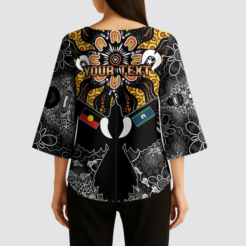 Magpies NAIDOC Week 2026 Personalised Kimono Sleeve Blouse Australian Aboriginal Torres Strait Islander Flag