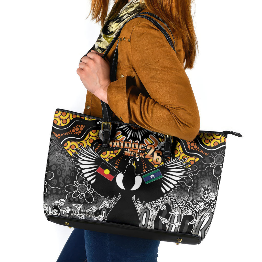 Magpies NAIDOC Week 2026 Leather Tote Bag Australian Aboriginal Torres Strait Islander Flag