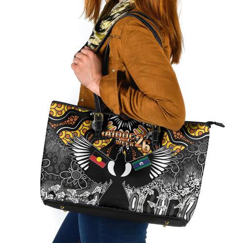 Magpies NAIDOC Week 2026 Leather Tote Bag Australian Aboriginal Torres Strait Islander Flag
