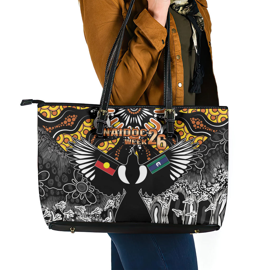 Magpies NAIDOC Week 2026 Leather Tote Bag Australian Aboriginal Torres Strait Islander Flag