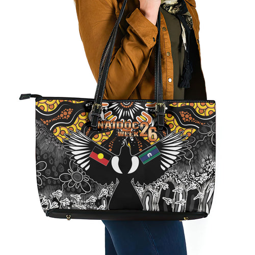 Magpies NAIDOC Week 2026 Leather Tote Bag Australian Aboriginal Torres Strait Islander Flag