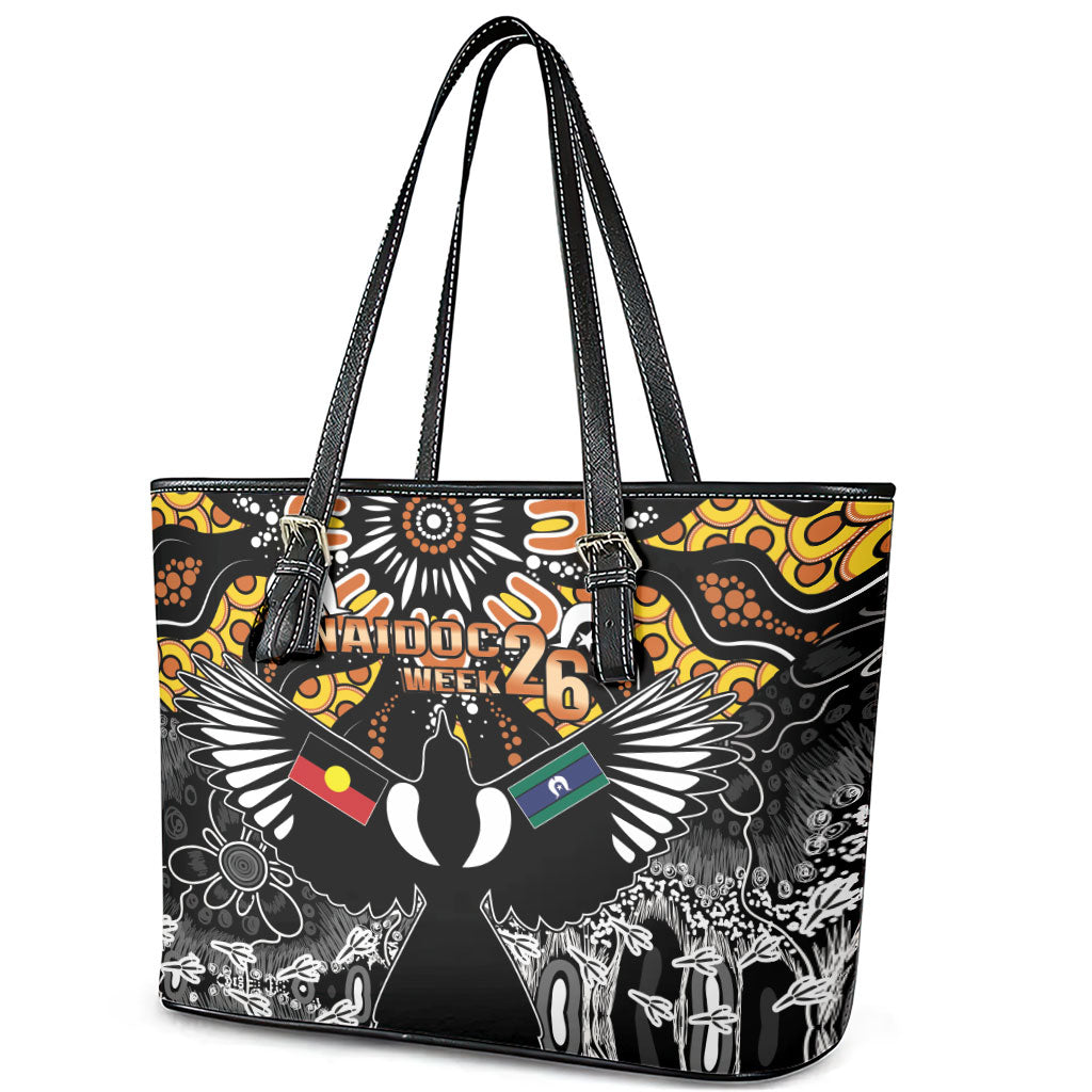 Magpies NAIDOC Week 2026 Leather Tote Bag Australian Aboriginal Torres Strait Islander Flag
