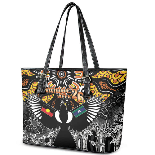 Magpies NAIDOC Week 2026 Leather Tote Bag Australian Aboriginal Torres Strait Islander Flag