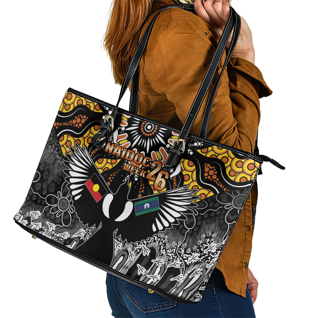 Magpies NAIDOC Week 2026 Leather Tote Bag Australian Aboriginal Torres Strait Islander Flag