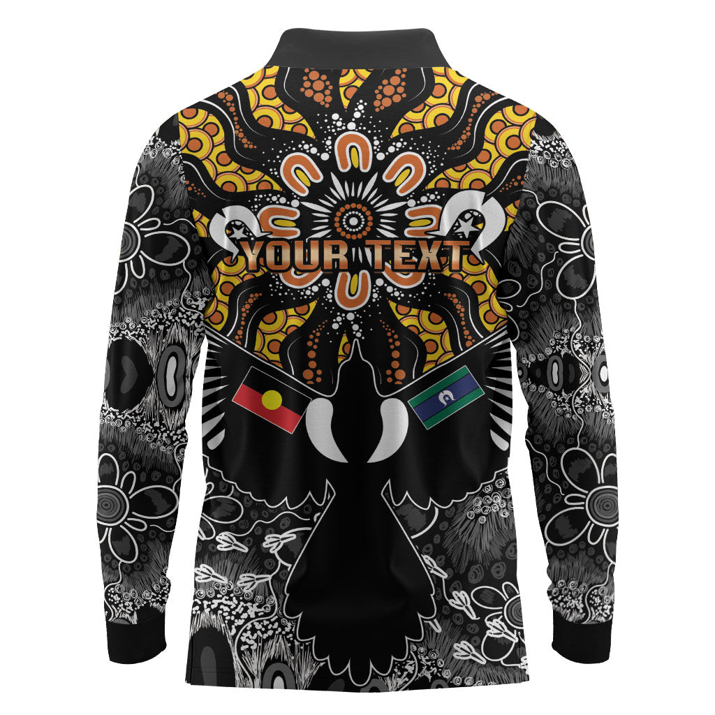 Magpies NAIDOC Week 2026 Personalised Long Sleeve Polo Shirt Australian Aboriginal Torres Strait Islander Flag