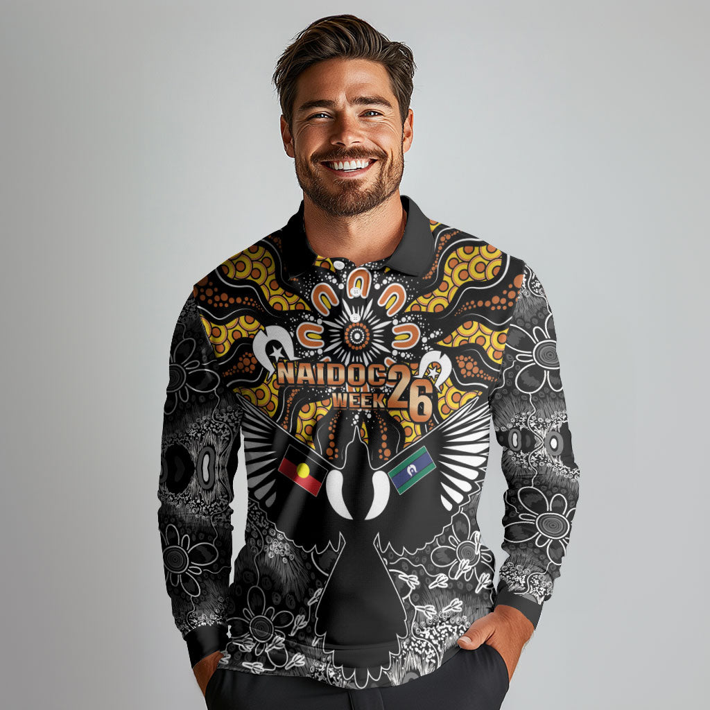 Magpies NAIDOC Week 2026 Personalised Long Sleeve Polo Shirt Australian Aboriginal Torres Strait Islander Flag