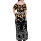 Magpies NAIDOC Week 2026 Personalised Off Shoulder Maxi Dress Australian Aboriginal Torres Strait Islander Flag