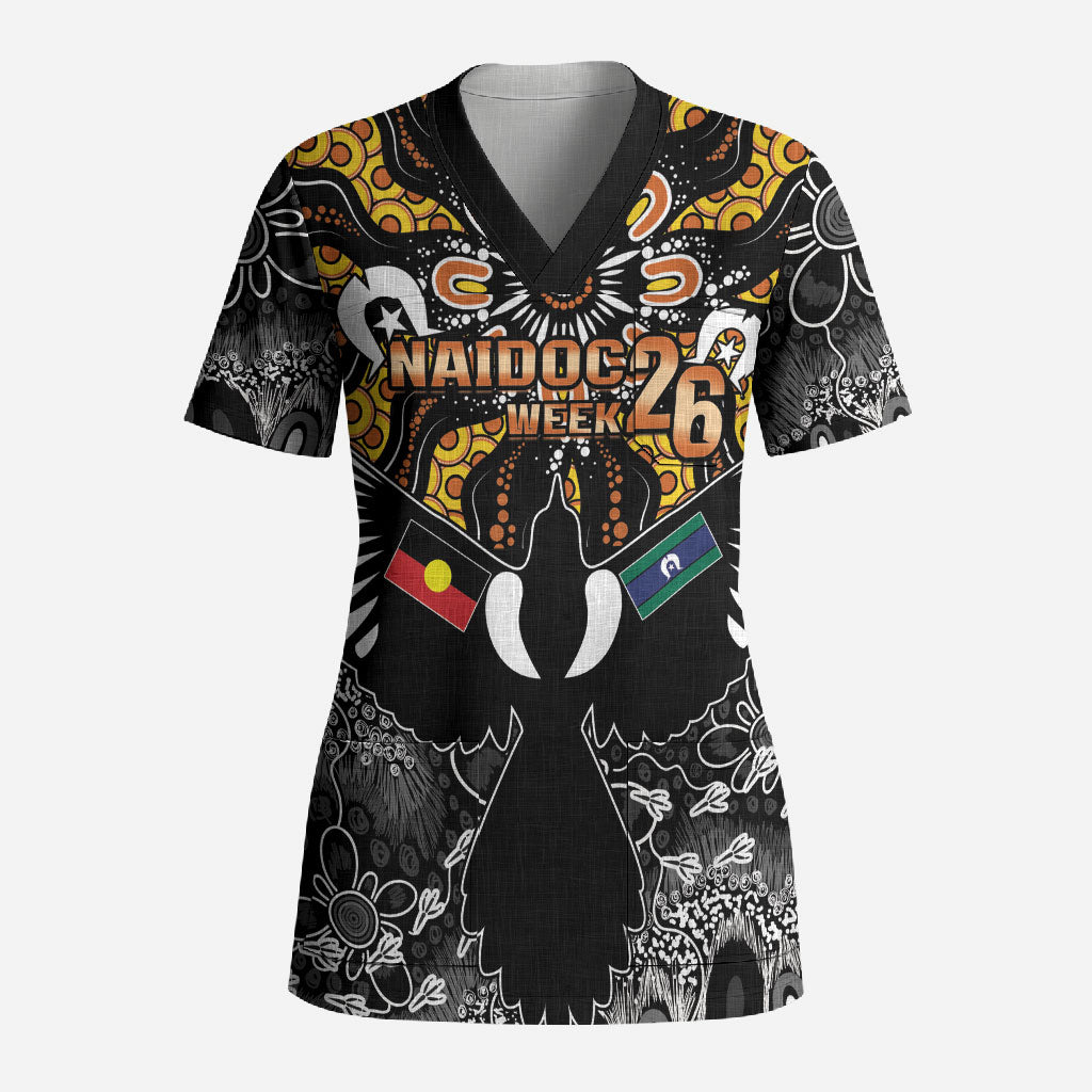 Magpies NAIDOC Week 2026 Personalised Scrub Top Australian Aboriginal Torres Strait Islander Flag