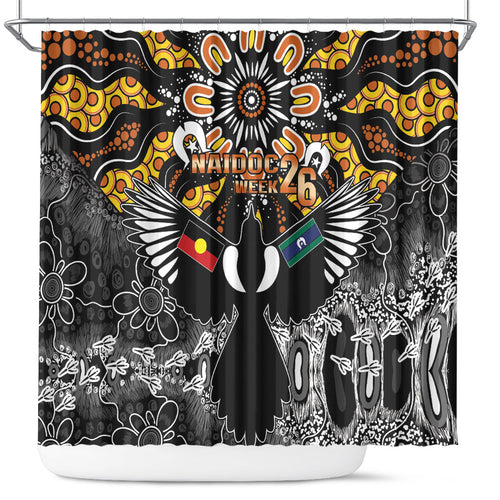 Magpies NAIDOC Week 2026 Shower Curtain Australian Aboriginal Torres Strait Islander Flag