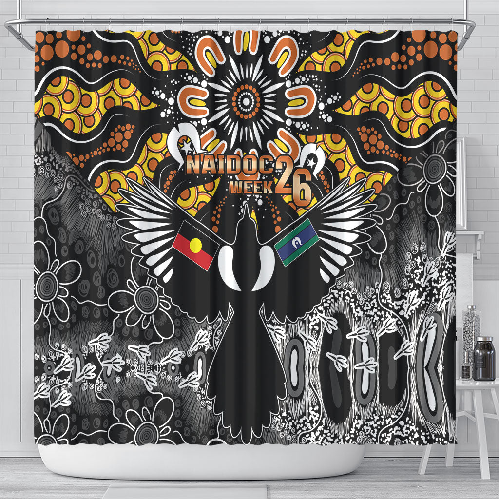 Magpies NAIDOC Week 2026 Shower Curtain Australian Aboriginal Torres Strait Islander Flag