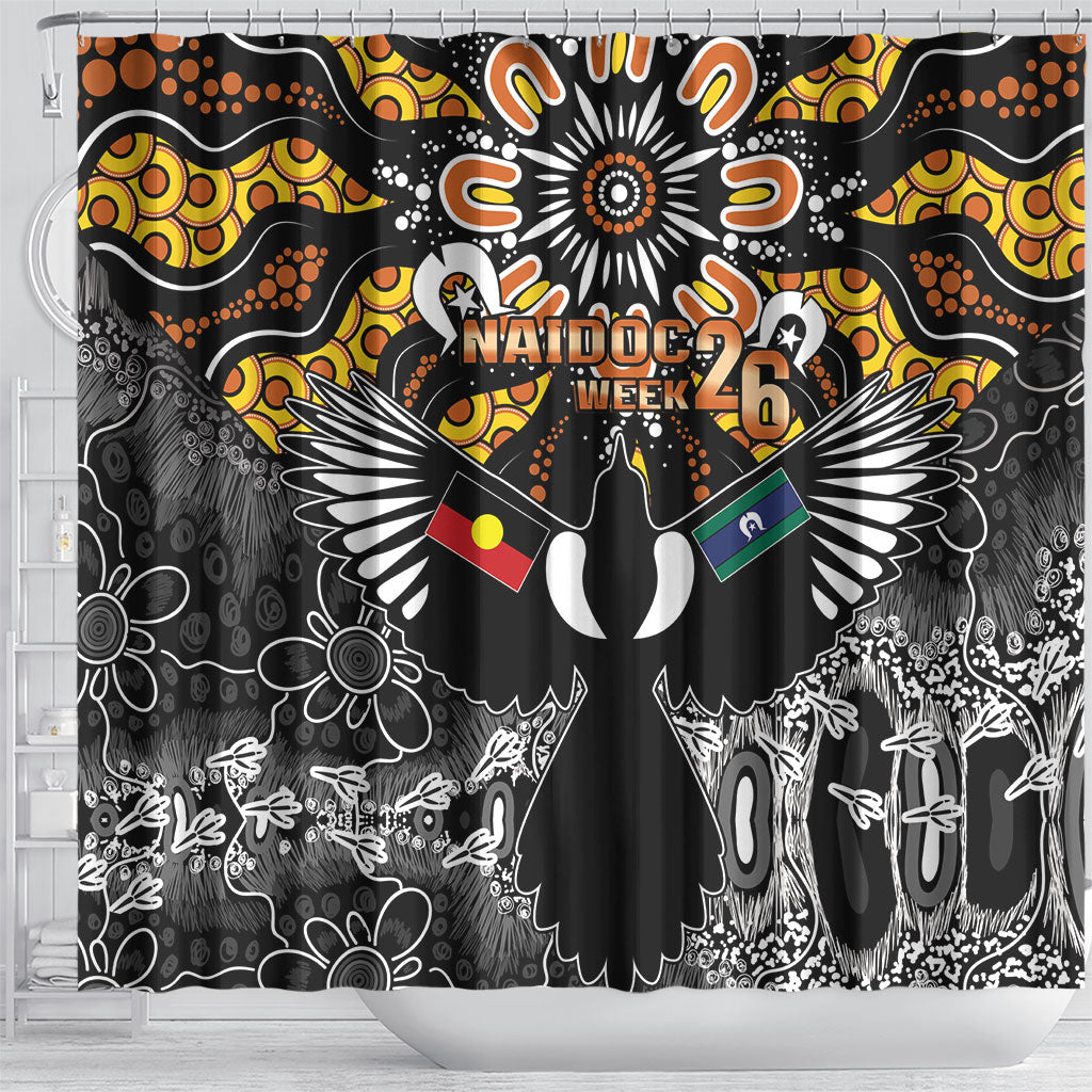 Magpies NAIDOC Week 2026 Shower Curtain Australian Aboriginal Torres Strait Islander Flag