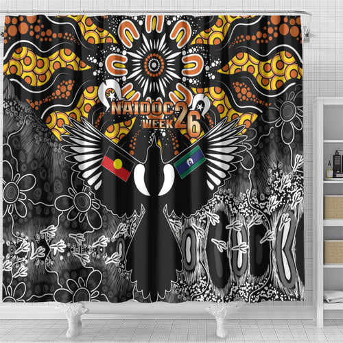 Magpies NAIDOC Week 2026 Shower Curtain Australian Aboriginal Torres Strait Islander Flag
