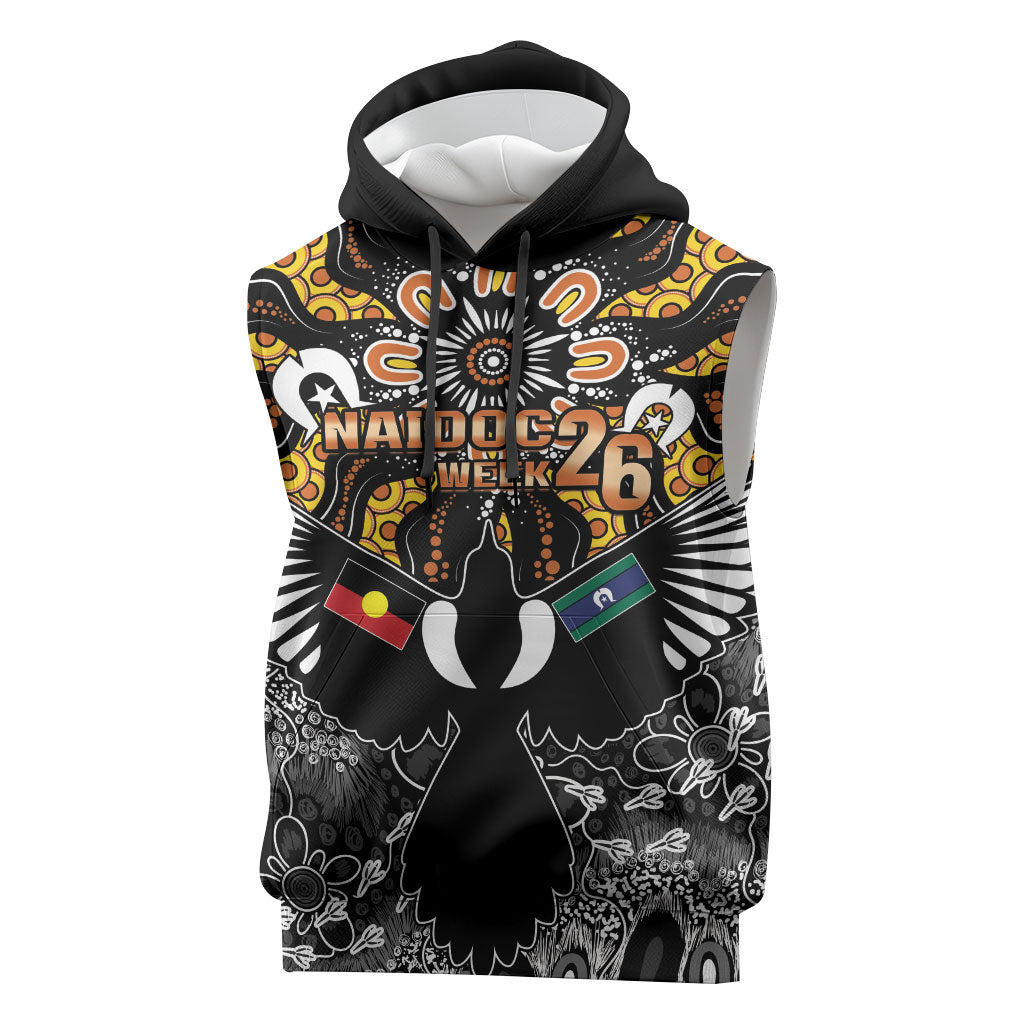 Magpies NAIDOC Week 2026 Personalised Sleeveless Hoodie Australian Aboriginal Torres Strait Islander Flag