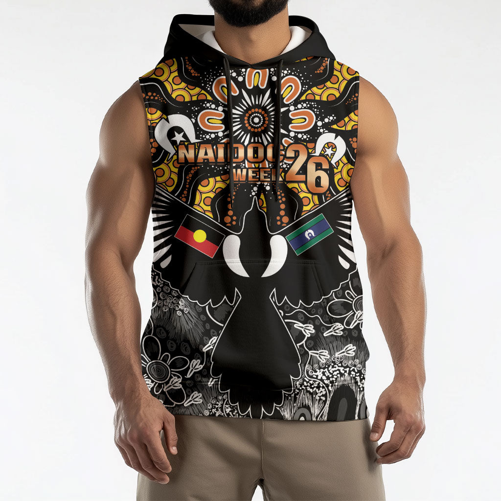 Magpies NAIDOC Week 2026 Personalised Sleeveless Hoodie Australian Aboriginal Torres Strait Islander Flag
