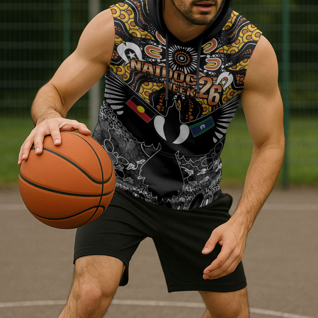 Magpies NAIDOC Week 2026 Personalised Sleeveless Hoodie Australian Aboriginal Torres Strait Islander Flag