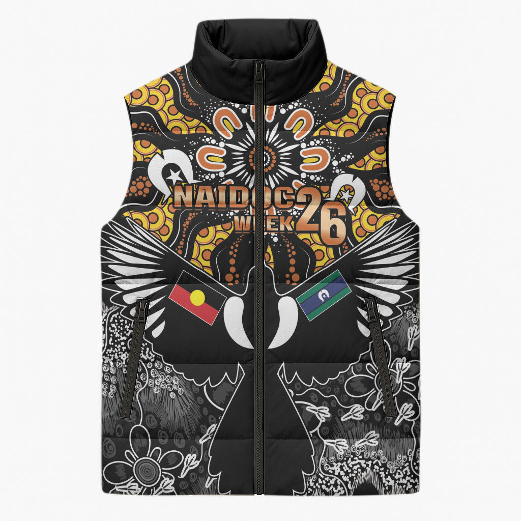 Magpies NAIDOC Week 2026 Personalised Sleeveless Puffer Jacket Australian Aboriginal Torres Strait Islander Flag