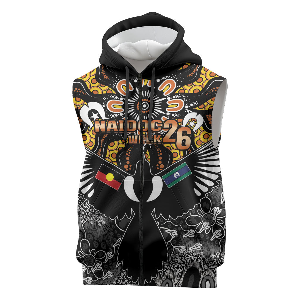Magpies NAIDOC Week 2026 Personalised Sleeveless Zip Hoodie Australian Aboriginal Torres Strait Islander Flag
