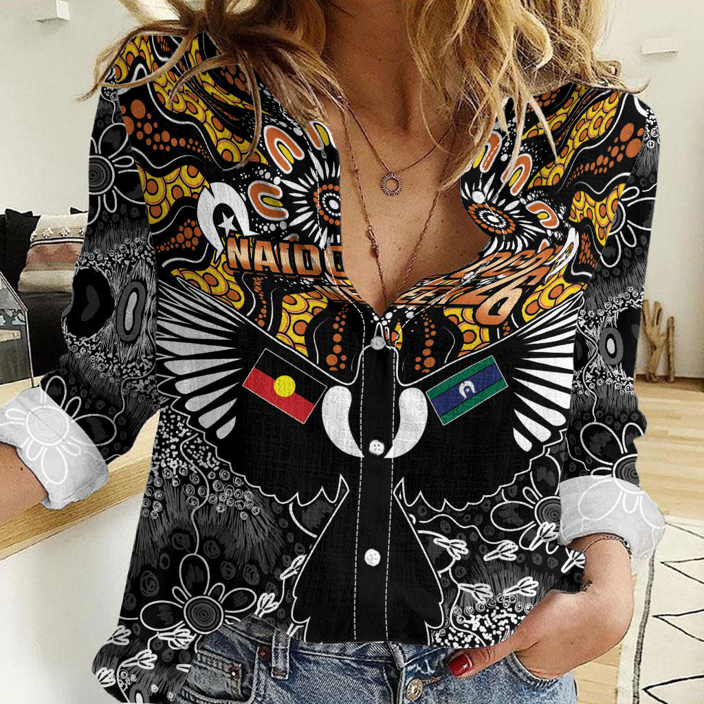 Magpies NAIDOC Week 2026 Personalised Women Casual Shirt Australian Aboriginal Torres Strait Islander Flag