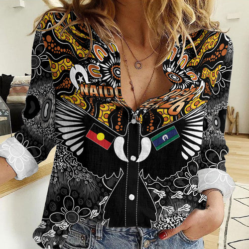Magpies NAIDOC Week 2026 Personalised Women Casual Shirt Australian Aboriginal Torres Strait Islander Flag