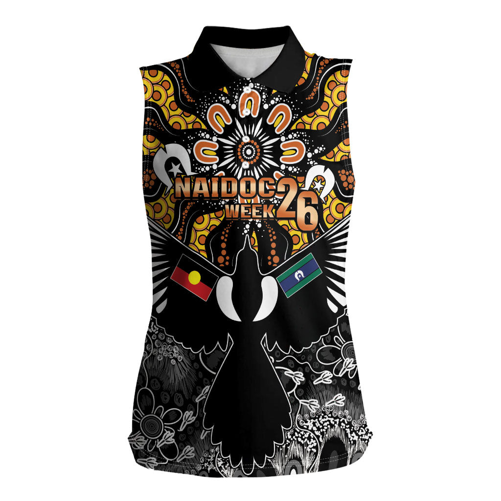 Magpies NAIDOC Week 2026 Personalised Women Sleeveless Polo Shirt Australian Aboriginal Torres Strait Islander Flag