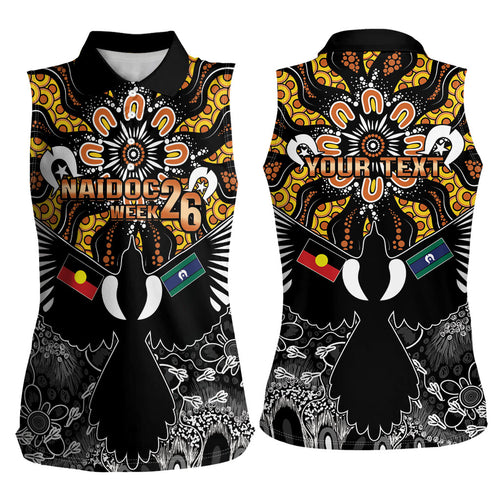 Magpies NAIDOC Week 2026 Personalised Women Sleeveless Polo Shirt Australian Aboriginal Torres Strait Islander Flag