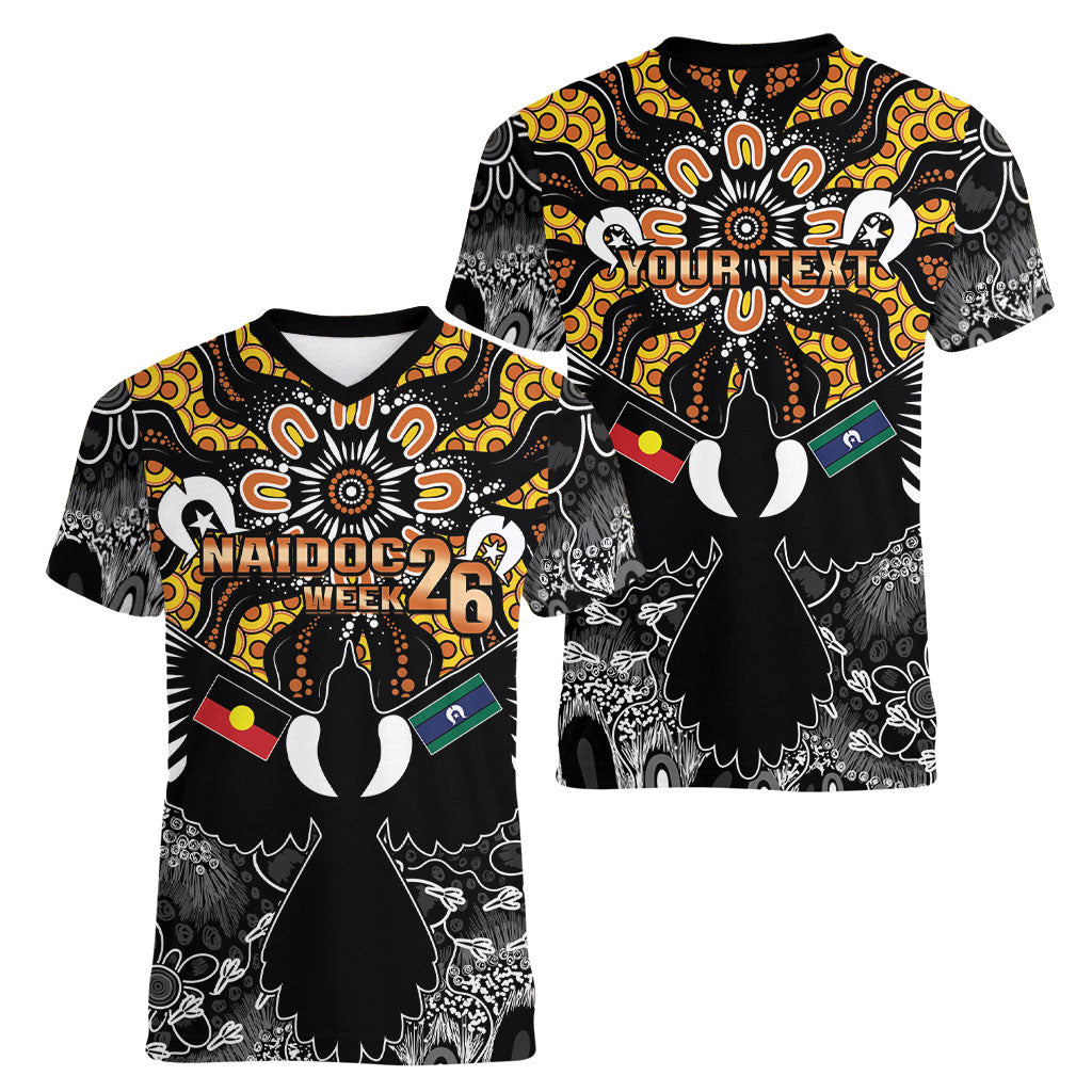 Magpies NAIDOC Week 2026 Personalised Women V-Neck T-Shirt Australian Aboriginal Torres Strait Islander Flag